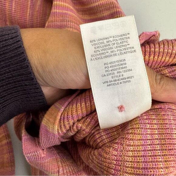 Aritzia Wilfred XS Stripe Ribbed Stretchy Knit Button Down 90s Midi Dress - Picture 10 of 14